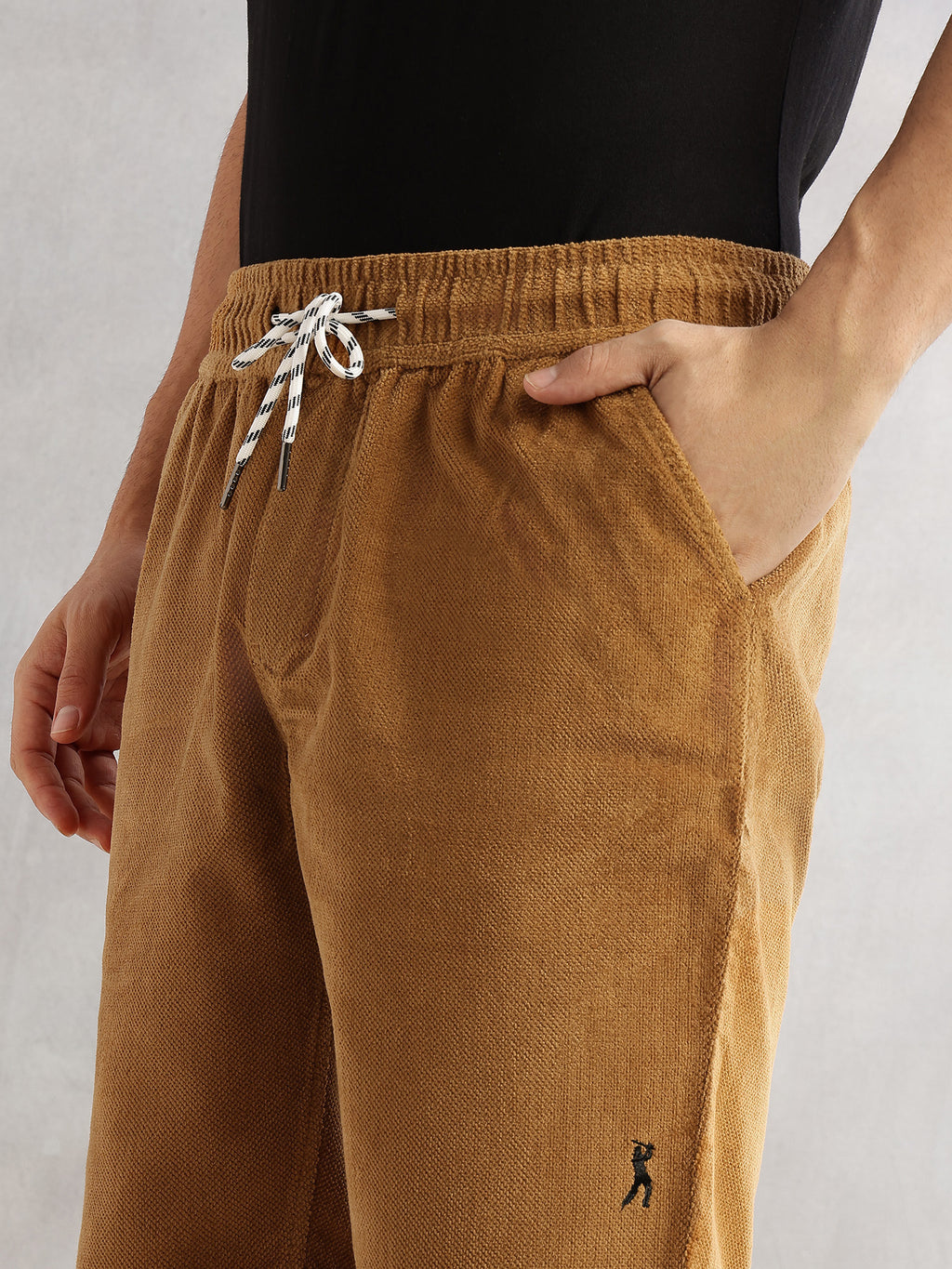 Thomas Scott Men Sand Regular Fit Mid-Rise Corduroy Casual Shorts