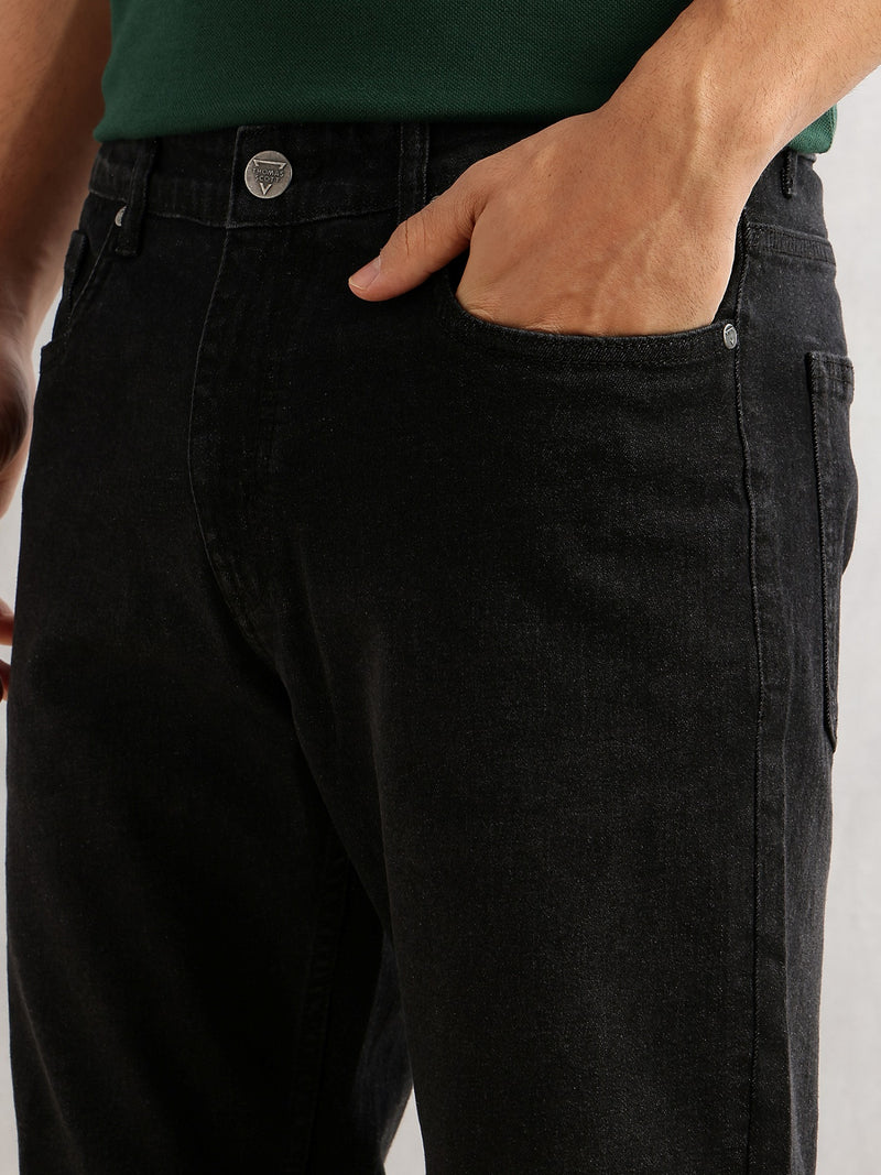 Thomas Scott Men Black Straight Fit Mid-Rise 5 Pockets No Fade Stretchable Jeans