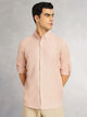 Thomas Scott Men Peach Slim Fit Long Sleeves Button-Down Collar Polyester Casual Shirt