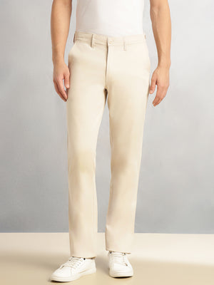 Thomas Scott Men Beige Cricket Club Collection Regular Fit Mid-Rise Solid Woven Trouser