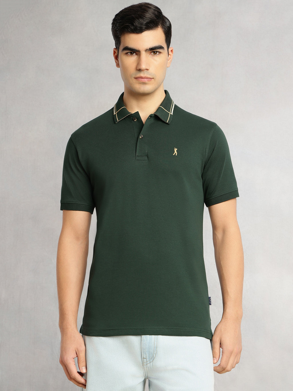 Thomas Scott Men Green Cricket Club Collection Regular Fit Short Sleeve 100% Cotton Knitted Polo Collar T-Shirt