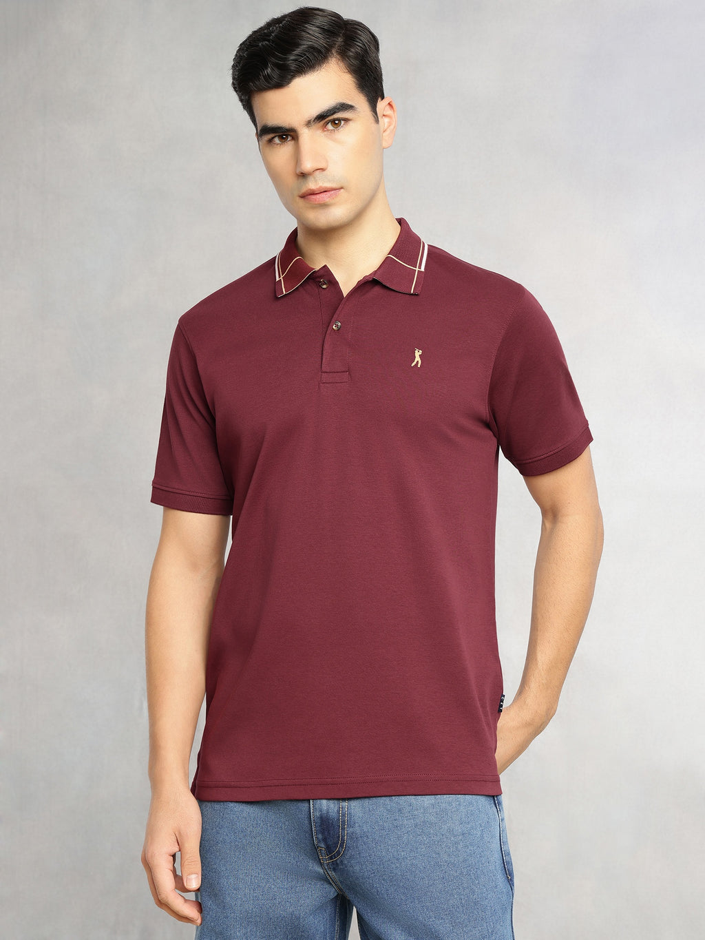 Thomas Scott Men Maroon Cricket Club Collection Regular Fit Short Sleeve 100% Cotton Knitted Polo Collar T-Shirt