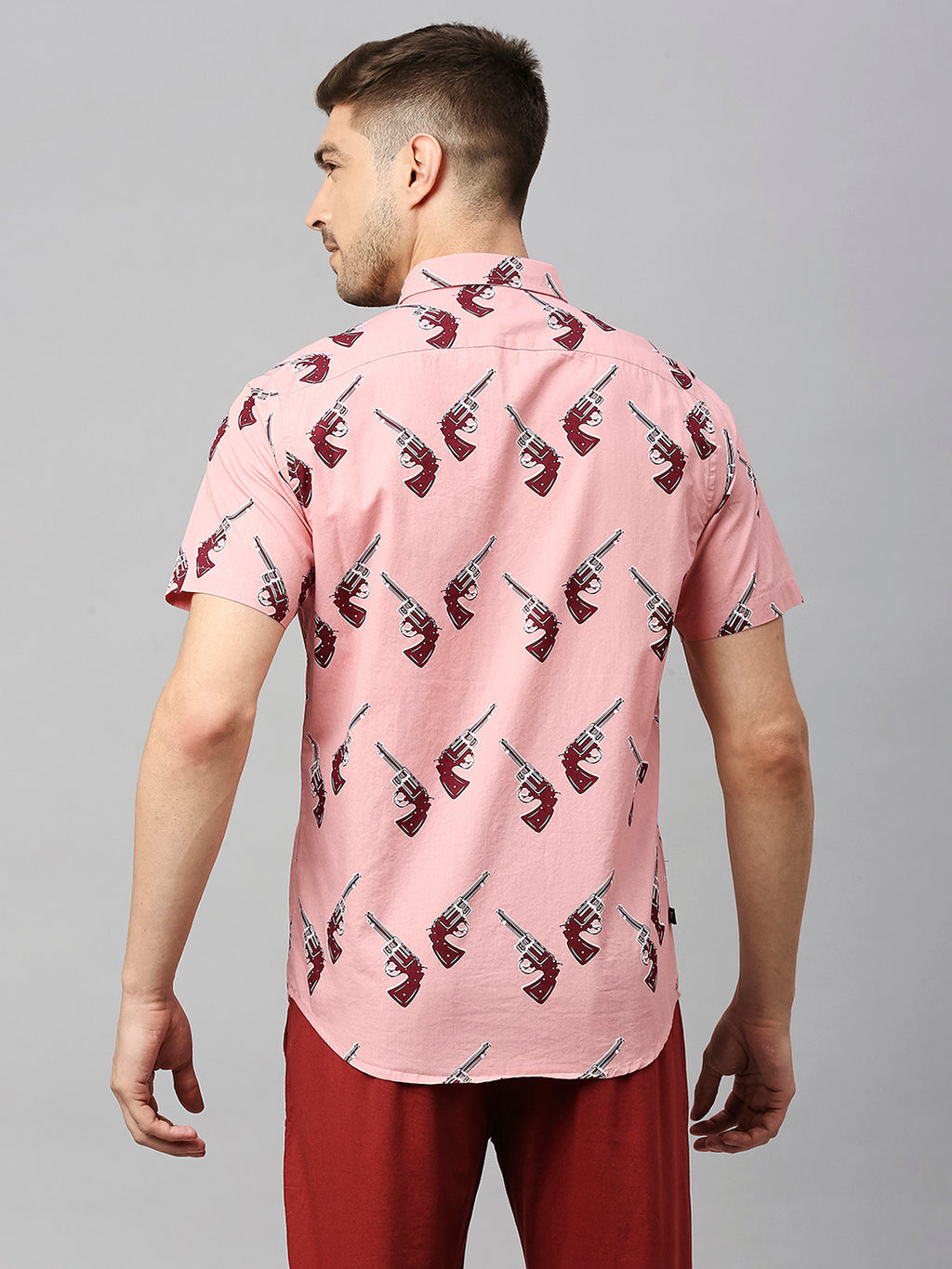 Thomas Scott Men Pink Cricket Club Collection Slim Fit Conversational Print Shirt