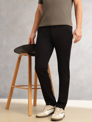 Thomas Scott Men Black Cricket Club Collection Regular Fit Mid-Rise Solid 4 Pockets Woven Chinos Trouser