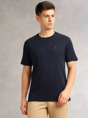 Thomas Scott Men Navy Cricket Club Collection Regular Fit Short Sleeves Round Neck Solid 100% Cotton Knitted Tshirt