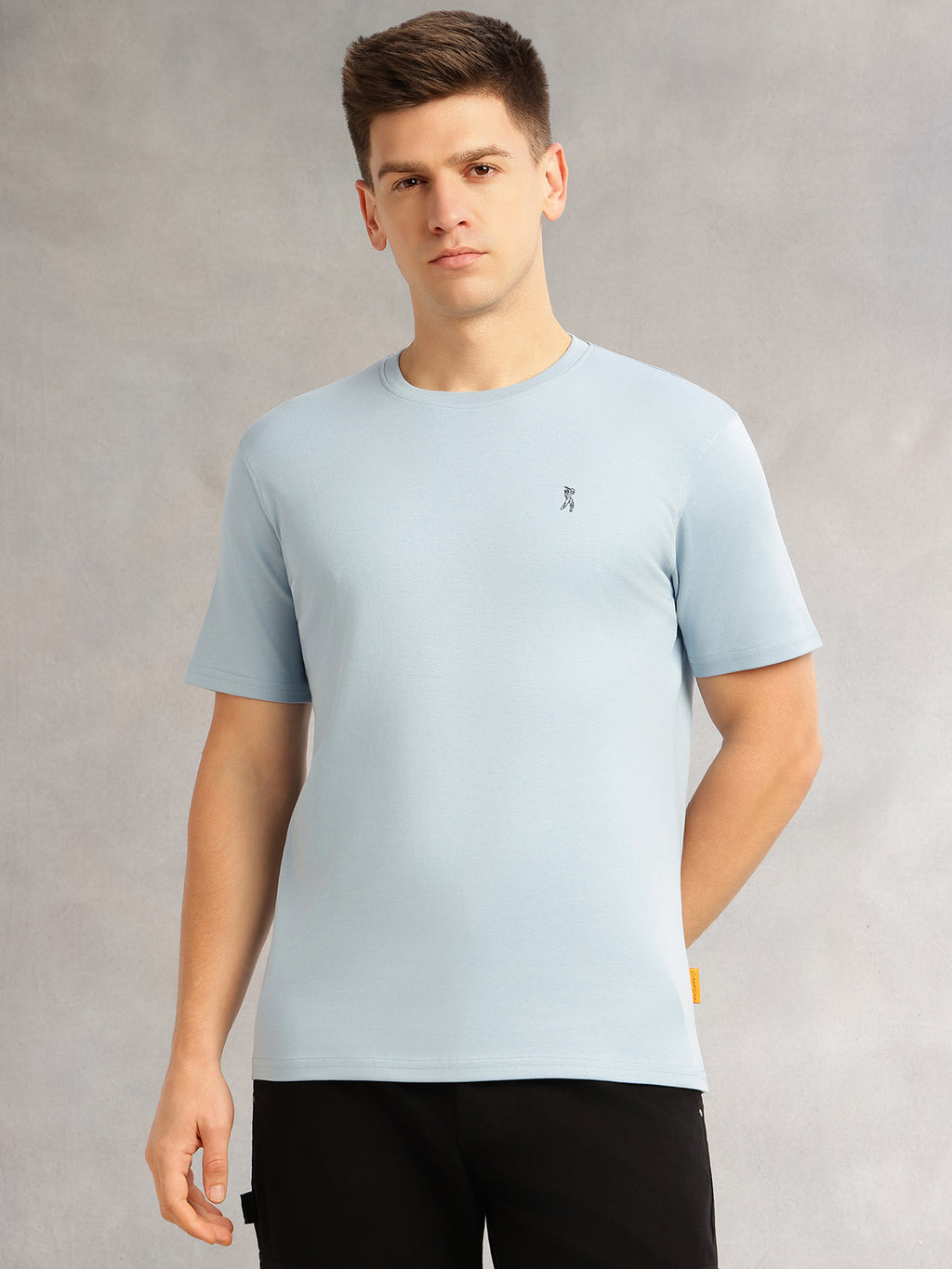 Thomas Scott Men Blue Cricket Club Collection Regular Fit Short Sleeves Round Neck Solid 100% Cotton Knitted Tshirt