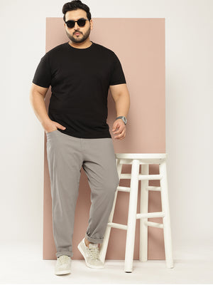 Thomas Scott Men Grey Plus Size Regular Fit Mid-Rise Woven Chinos Trouser