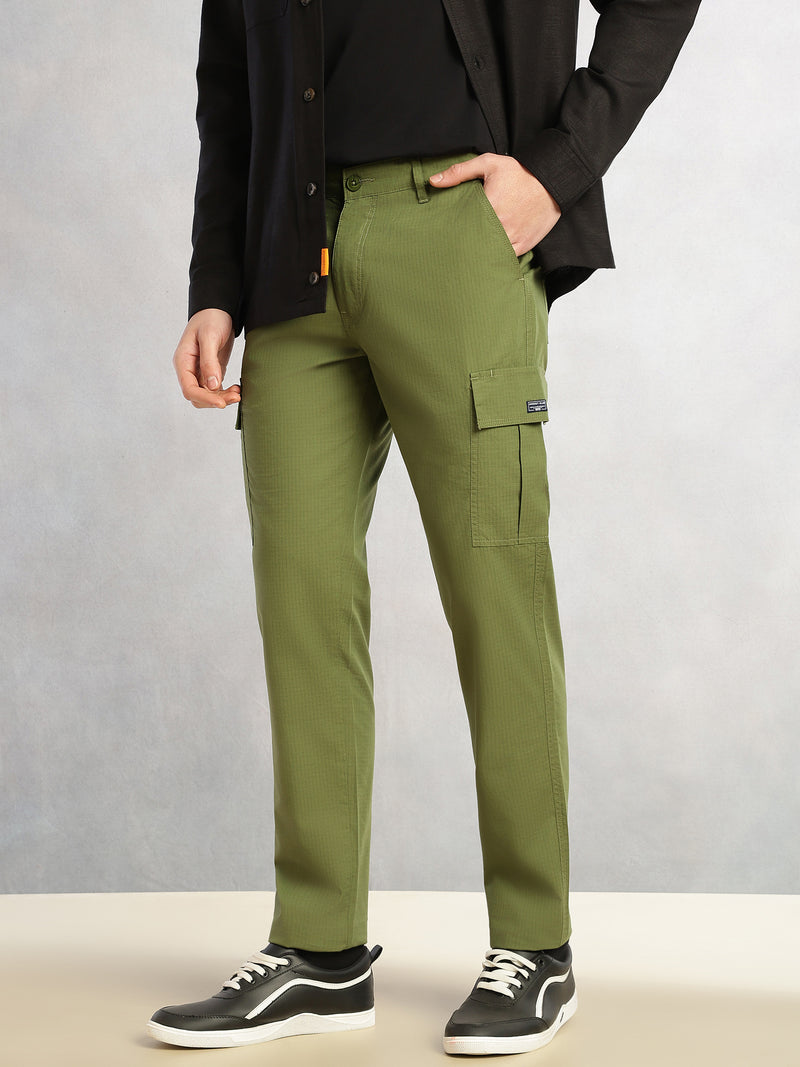 Thomas Scott Men Green Cricket Club Collection Relaxed Fit Mid-Rise 100% Cotton Woven Cargo Trouser