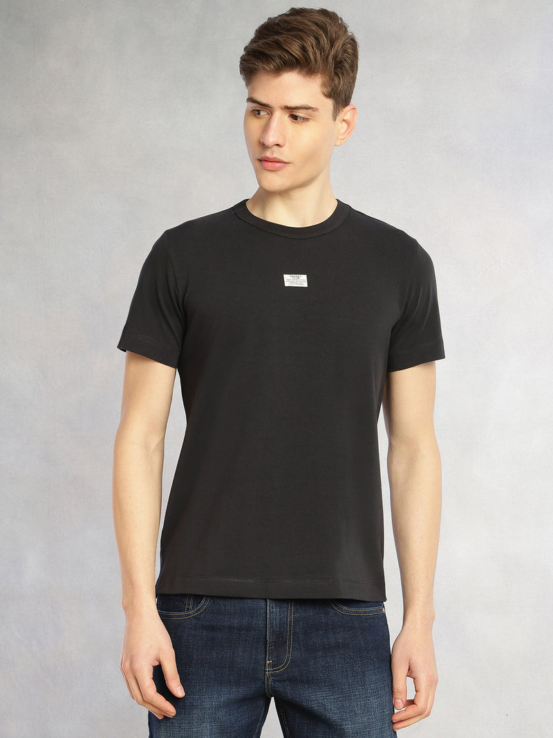 Thomas Scott Men Grey Cricket Club Collection Regular Fit Short Sleeves Round Neck Solid Knitted T-Shirt