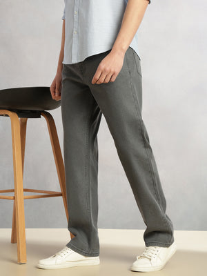 Thomas Scott Men Grey Cricket Club Collection Mid-Rise Straight Fit Faded 5 Pockets Stretchable Jeans