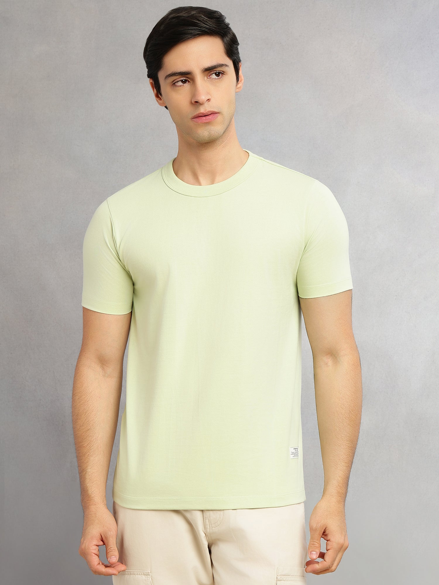 Thomas Scott Men Sea Green Cricket Club Collection Regular Fit Round Neck Short Sleeves Polycotton Solid Knitted T-shirt