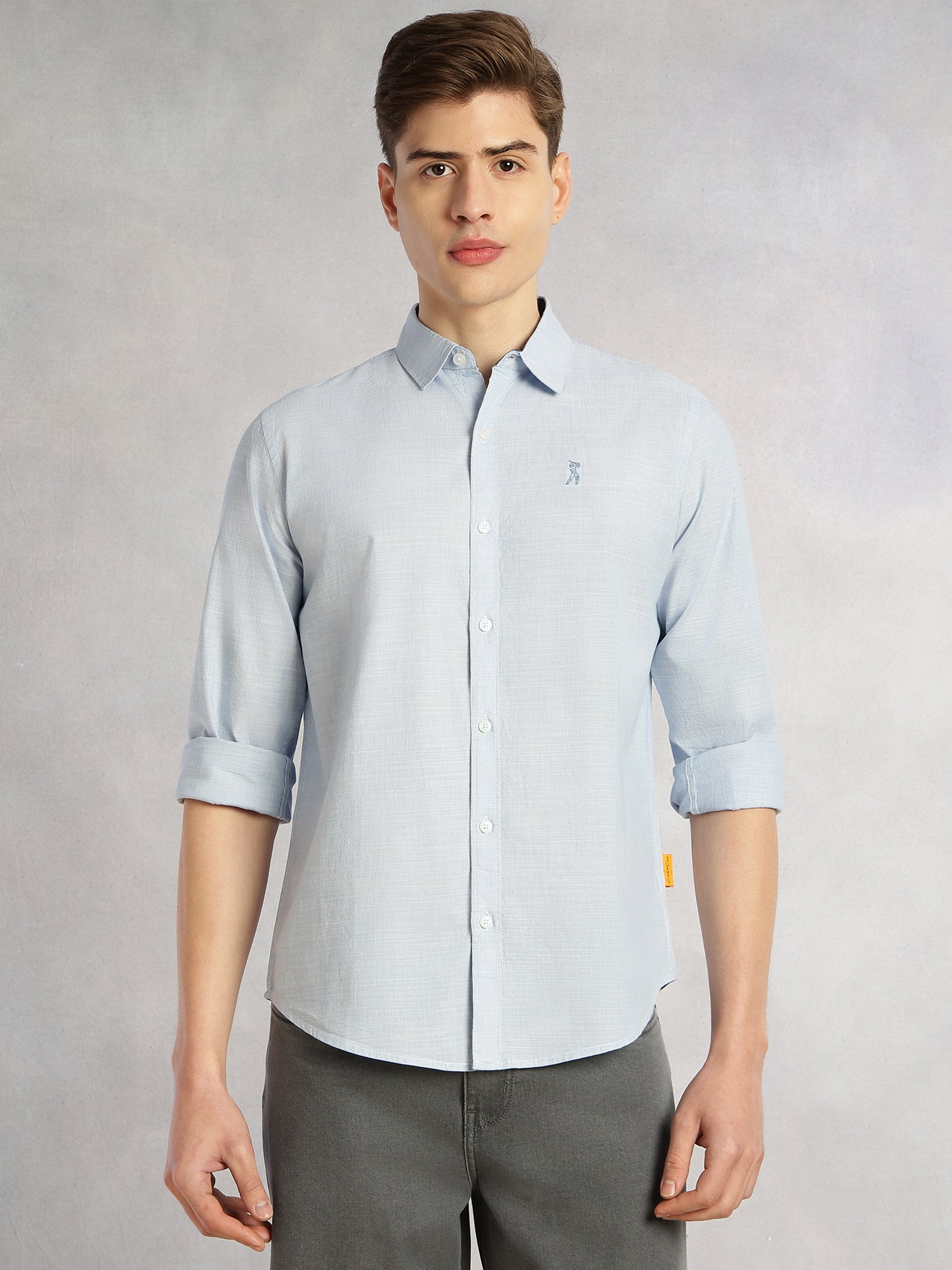 Thomas Scott Men Blue Cricket Club Collection Slim Fit Long Sleeves Spread Collar Pinstripe Cotton Linen Casual Shirt