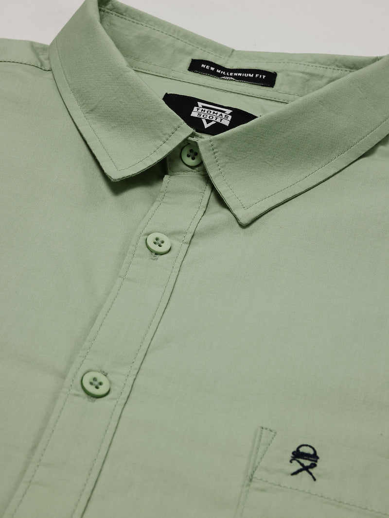 Thomas Scott Men Pista Cotton Casual Shirt Plus Size Regular Fit Spread Collar Long Sleeve