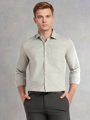 Thomas Scott Men Bottle Green Regular Fit Long Sleeves Spread Collar with Twill Tape Solid 100% Cotton Formal Shirt