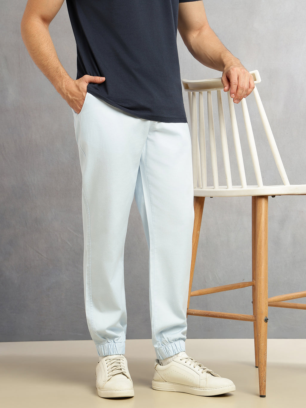 Thomas Scott Men Sky Blue Cricket Club Collection Regular Fit Mid-Rise Woven Joggers with Drawstring & 4 Utility Pockets