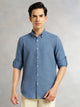 Thomas Scott Men Ink Blue Slim Fit Long Sleeves Button-Down Collar Polyester Casual Shirt