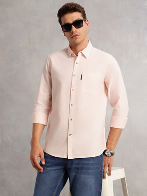 Thomas Scott Men Orange Cricket Club Collection Regular Fit Pinstripes Long Sleeves Spread Collar 100% Cotton Oxford Casual Shirt
