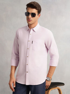 Thomas Scott Men Purple Cricket Club Collection Regular Fit Pinstripes Long Sleeves Spread Collar 100% Cotton Oxford Casual Shirt