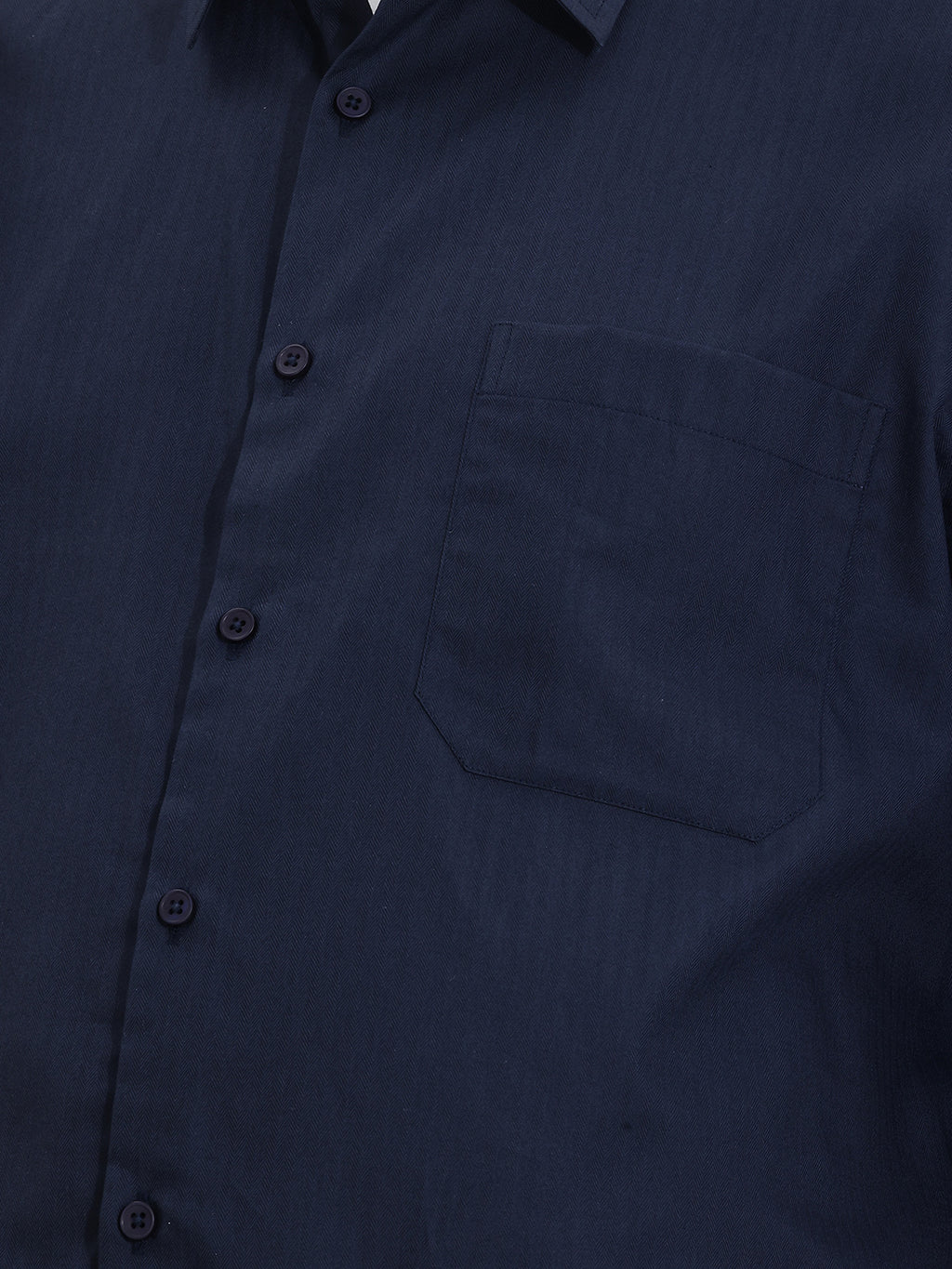 Thomas Scott Men Premium Navy Plus Size Regular Fit Long Sleeves Spread Collar Textured Cotton Formal Shirt