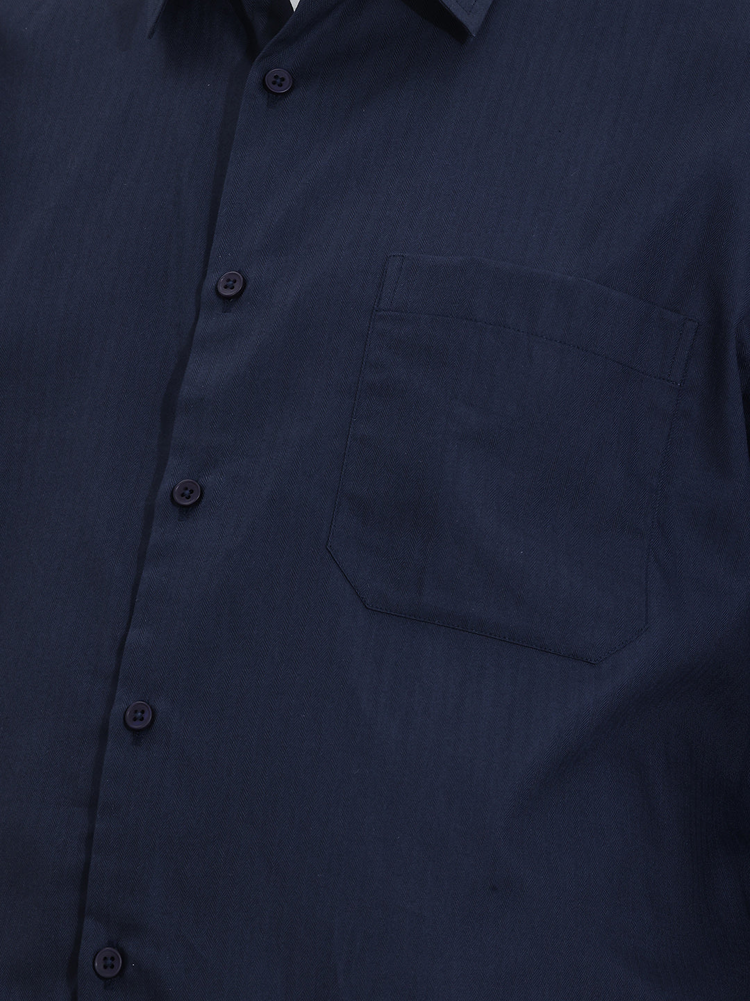 Thomas Scott Men Premium Navy Plus Size Regular Fit Long Sleeves Spread Collar Textured Cotton Formal Shirt