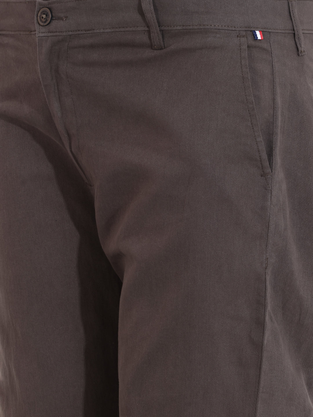 Thomas Scott Men Charcoal Plus Size Regular Fit Mid-Rise Solid Cotton Woven Chinos Trouser