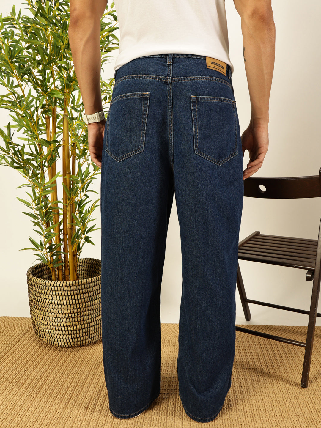 Blue Smart Bootcut Fit Clean Look Non Stretchable Jeans For Men