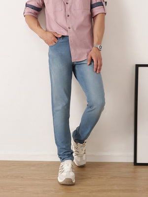 Thomas Scott Men Mid Blue Smart Skinny Fit Mid-Rise Clean Look Stretchable Jeans