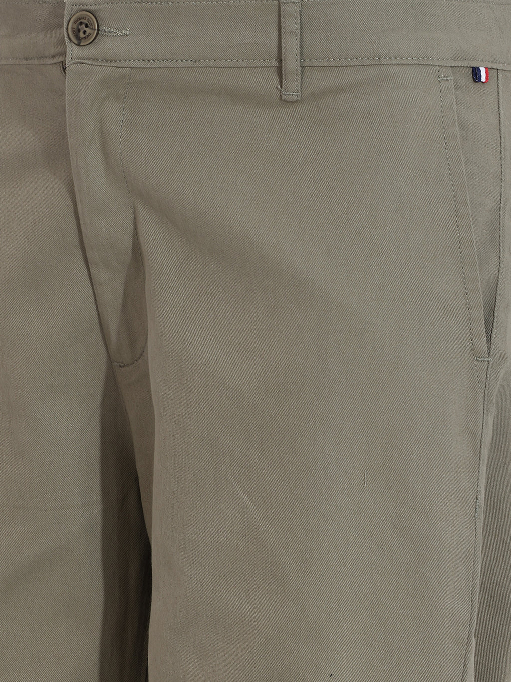 Thomas Scott Men Olive1 Plus Size Regular Fit Mid-Rise Solid Cotton Woven Chinos Trouser