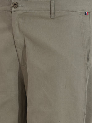 Thomas Scott Men Olive1 Plus Size Regular Fit Mid-Rise Solid Cotton Woven Chinos Trouser