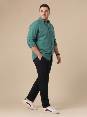 Olive Cricket Club Collection Regular Fit Plus Size Button Down Collar Twill Shirt For Men