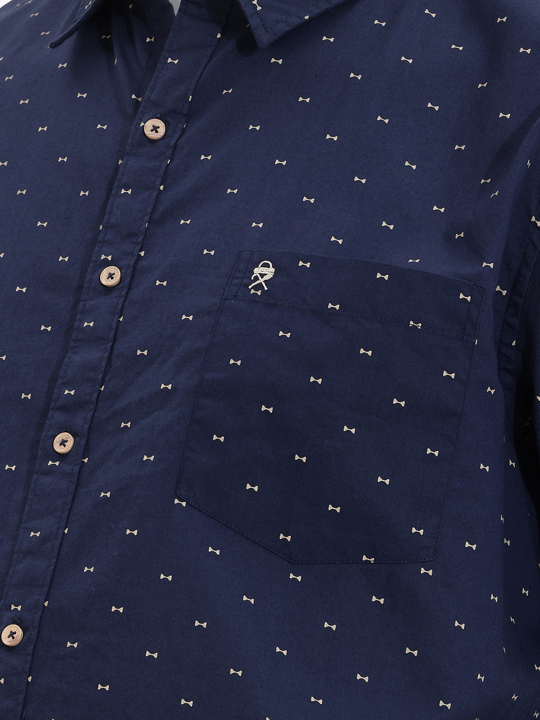 Deep Navy 1 Plus Size Regular Fit Micro Ditsy Printed Spread Collar 100% Cotton Casual Shirt For Men