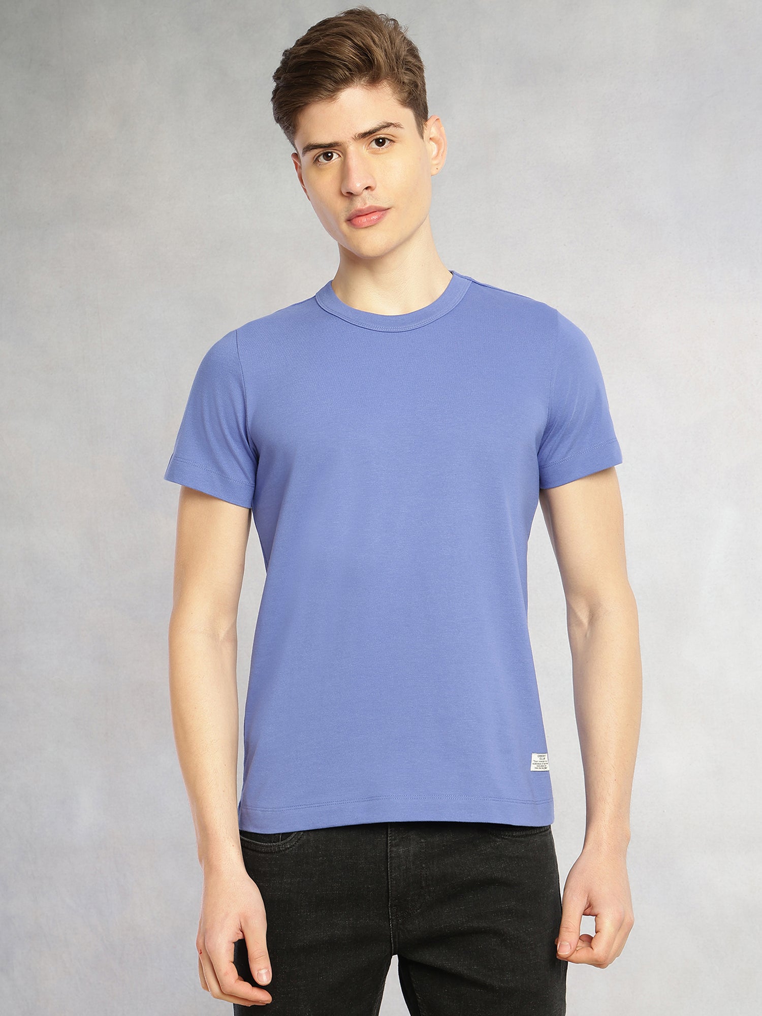Thomas Scott Men Regular Fit Short Sleeves Round Neck Solid Knitted T-Shirt