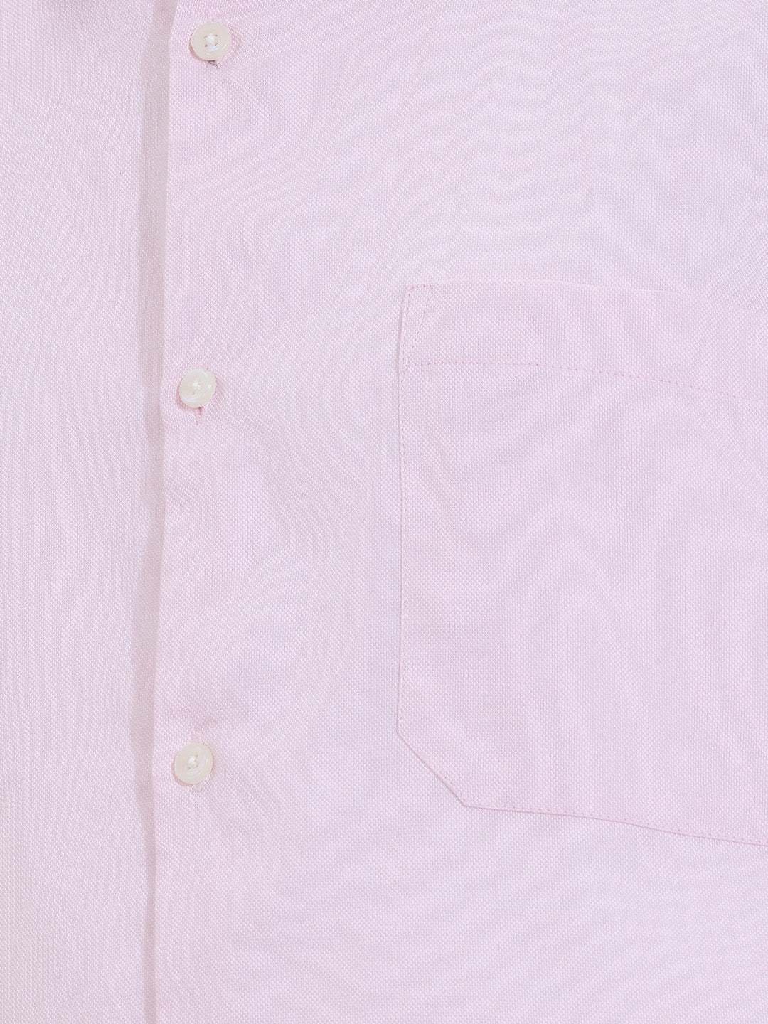 Pink Plus Size Smart Long Sleeves Regular Fit Spread Collar Solid 100% Cotton Formal Shirt For Men
