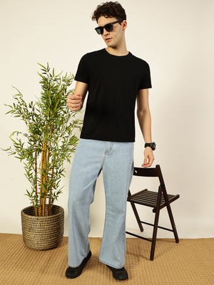 Blue Classic Bootcut Fit Clean Look Non Stretchable Jeans For Men