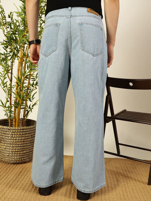 Blue Classic Bootcut Fit Clean Look Non Stretchable Jeans For Men