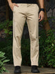 Beige Smart Slim Fit Mid-Rise Solid Woven Chinos Trouser For Men