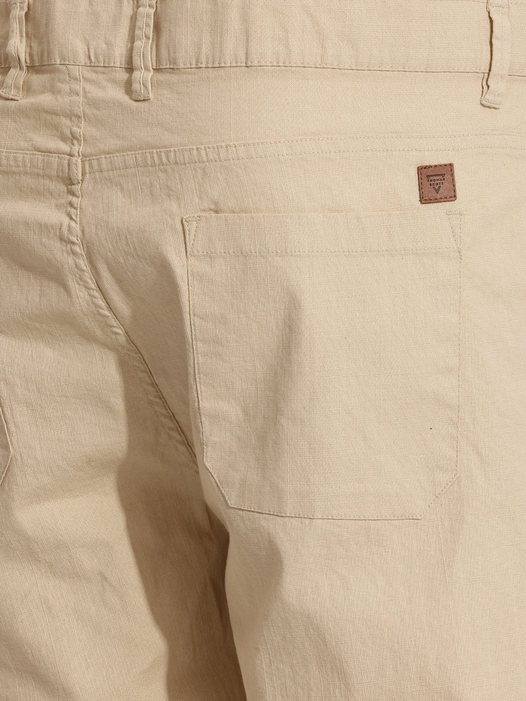 Thomas Scott Men Khaki Plus Size Straight Fit Mid-Rise Easy Wash Woven Chinos Trouser