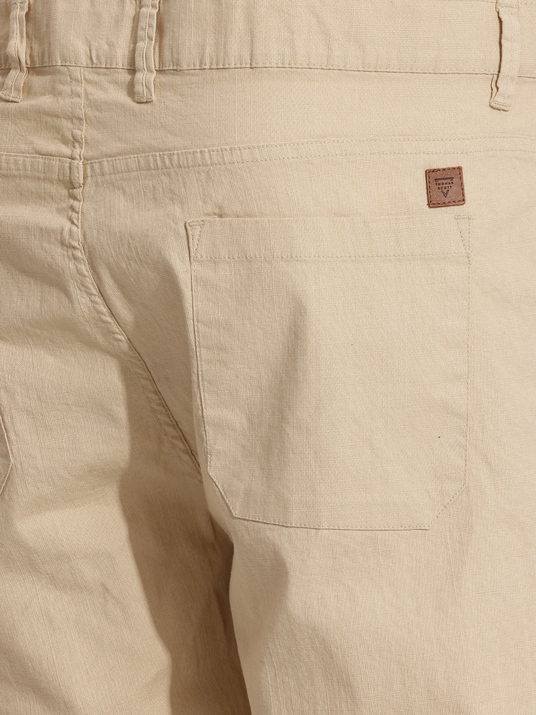 Thomas Scott Men Khaki Plus Size Straight Fit Mid-Rise Easy Wash Woven Chinos Trouser
