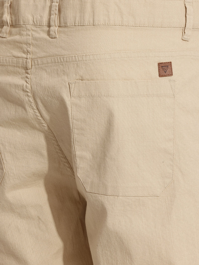 Thomas Scott Men Khaki Plus Size Straight Fit Mid-Rise Easy Wash Woven Chinos Trouser