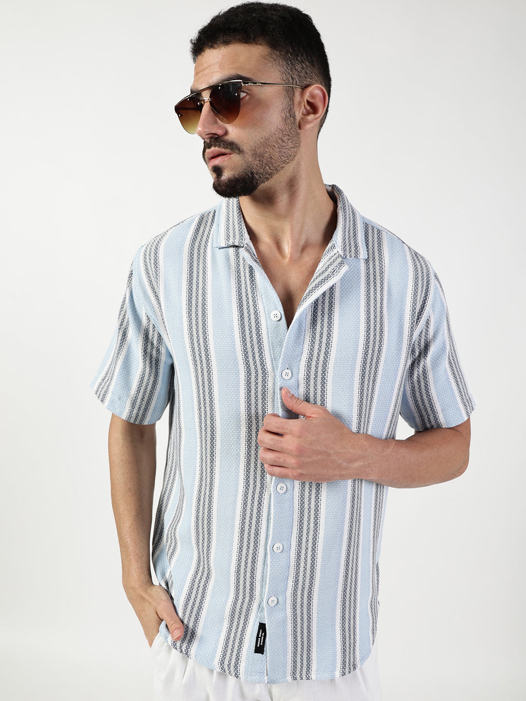Thomas Scott Men Premium Slim Fit Opaque Striped Casual Shirt