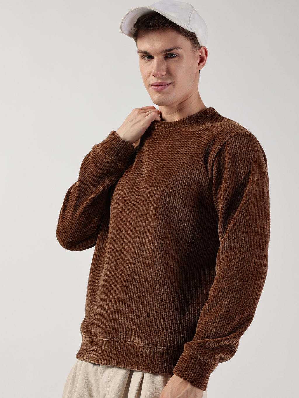 Brown Solid Anti Odour Sweatshirt