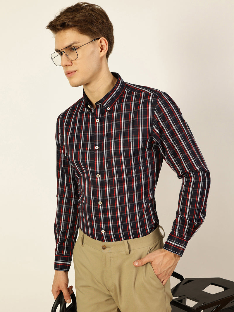 Thomas Scott Men Smart Tartan Checks Opaque Checked Formal Shirt