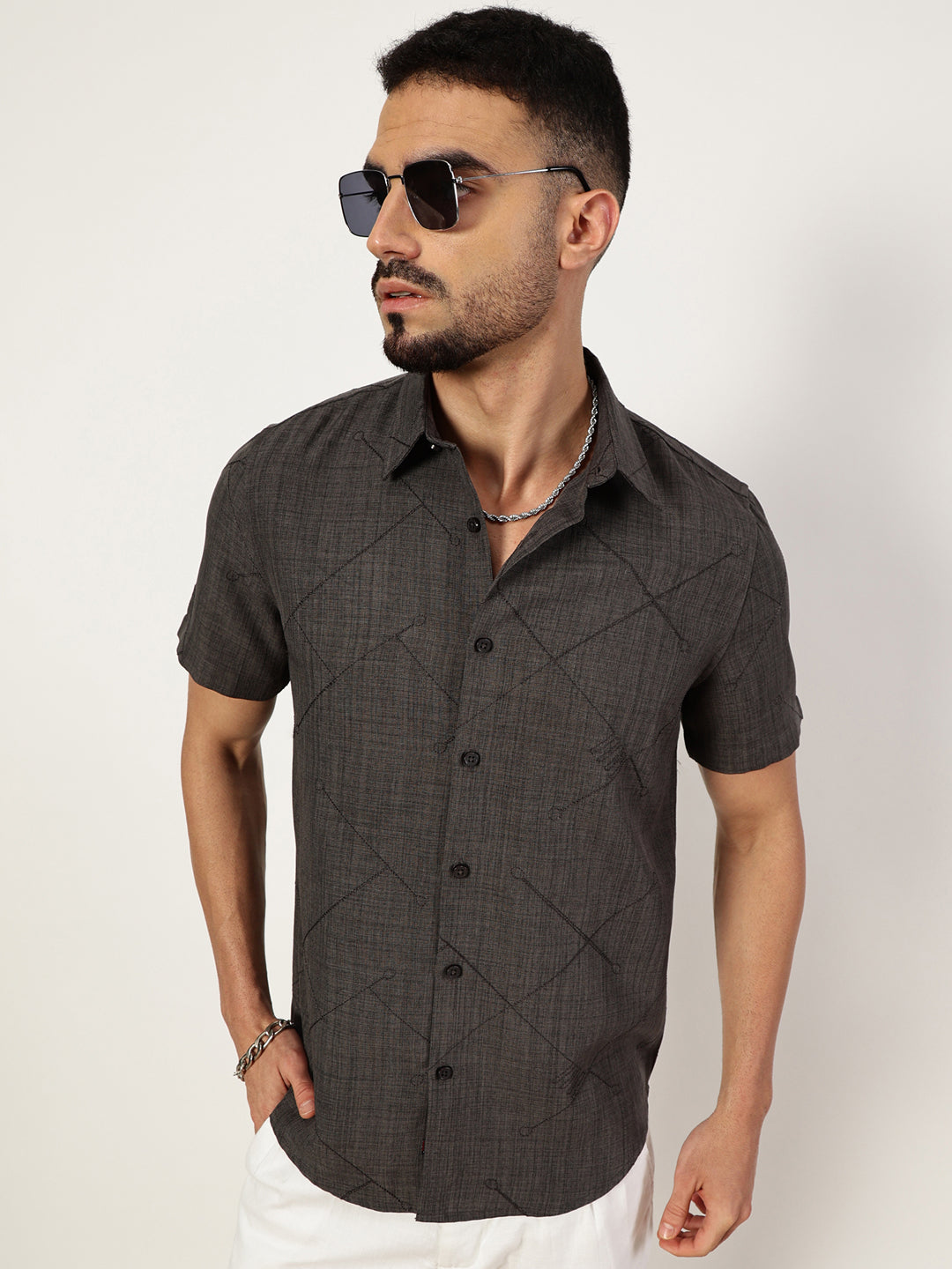 Thomas Scott Men Premium Slim Fit Opaque Casual Shirt