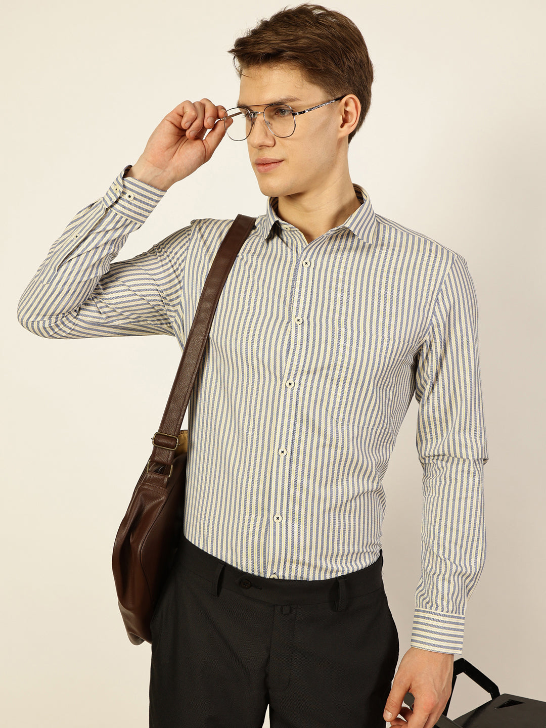 Thomas Scott Men Smart Pinstripes Opaque Striped Formal Shirt