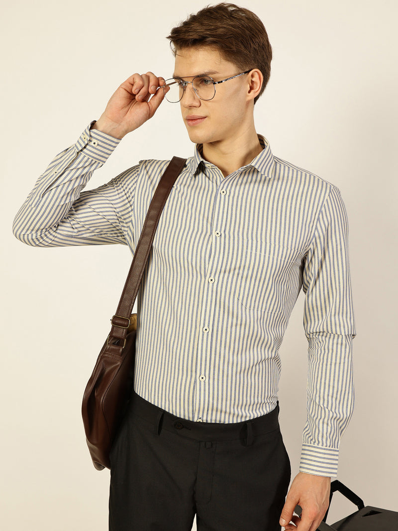 Thomas Scott Men Smart Pinstripes Opaque Striped Formal Shirt