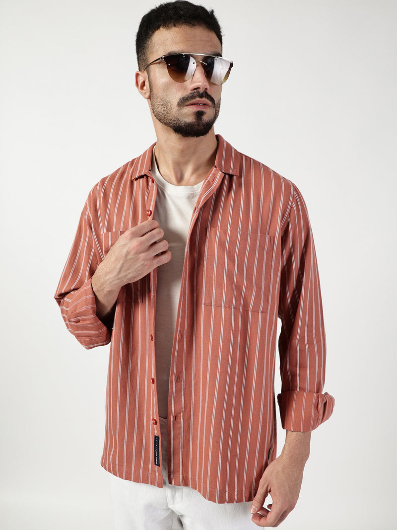 Thomas Scott Men Premium Slim Fit Opaque Striped Casual Shirt