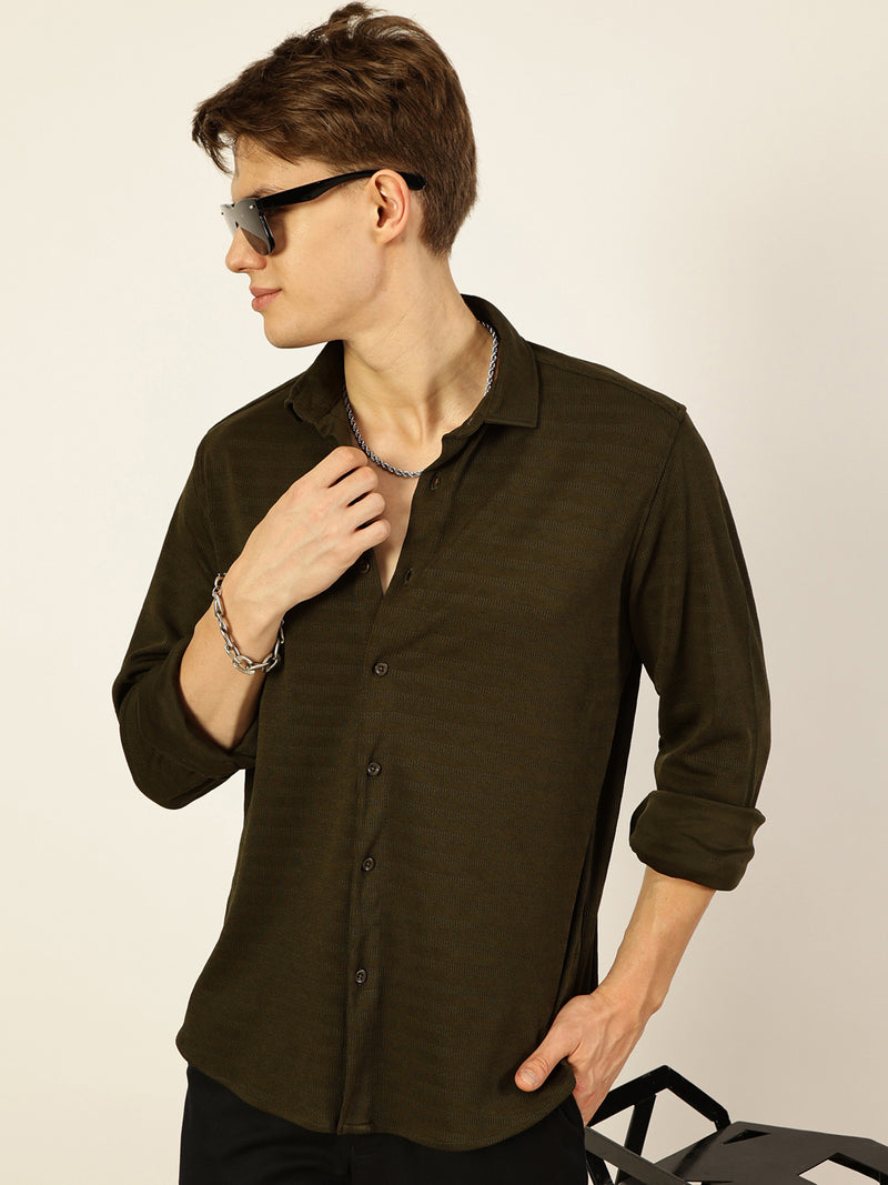 Thomas Scott Men Premium Horizontal Stripes Opaque Casual Shirt