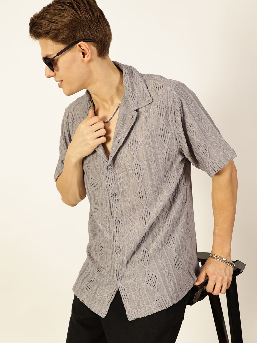 Thomas Scott Men Premium Semi Sheer Casual Shirt