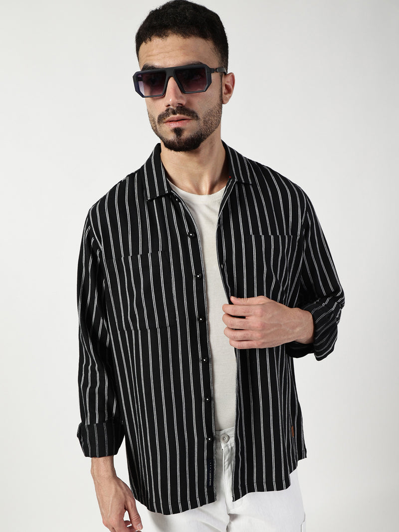 Thomas Scott Men Premium Slim Fit Opaque Striped Casual Shirt