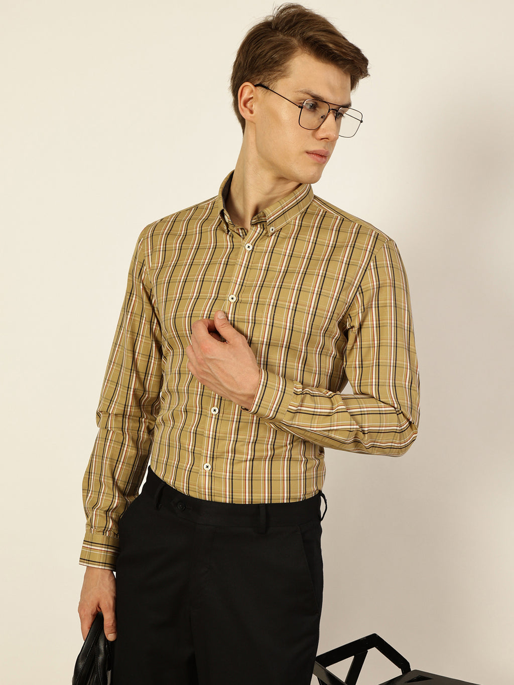 Thomas Scott Men Smart Tartan Checks Opaque Checked Formal Shirt
